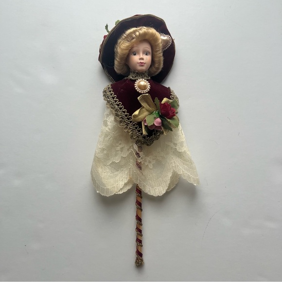 Vintage Kurt S Adler KSA Victorian Porcelain Doll Christmas Ornament Burgundy - Picture 14 of 16